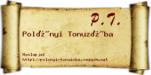 Polónyi Tonuzóba névjegykártya